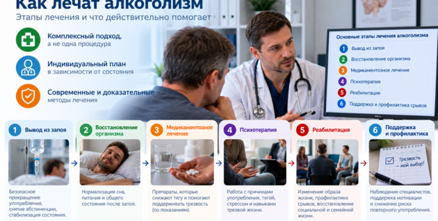 Как лечат алкоголизм: этапы лечения и что действительно помогает