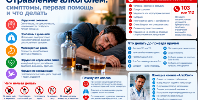 Отравление алкоголем: симптомы, первая помощь и что делать